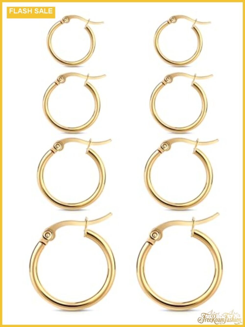 4 Pair Surgical Steel Huggie Hoop Earrings Set for Women Nickel Free